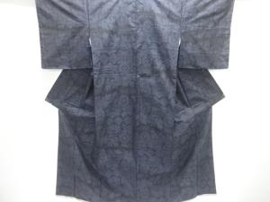 未使用品　菱に草花模様織り出し本場泥大島紬着物